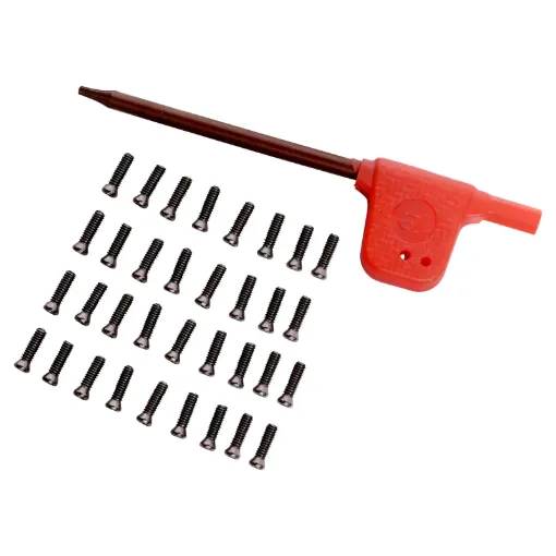 Pack of 30 M2.2 x 8mm torx head bolts with matching tool. Nickel plated. Suitable for use with panel mounting P0515. 