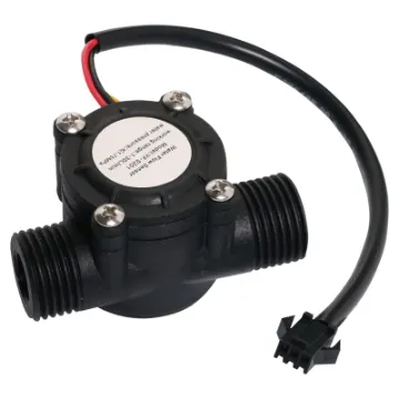 The YF-S201 Hall Effect Water Flow Meter Sensor comes with three wires: red (5-24VDC power), black (ground) and yellow (Hall effect pulse output).