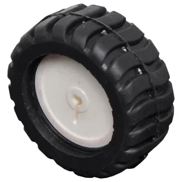 A white plastic wheel with rubber tyre for robotics projects. 
Suits micro N20 geared motors with 3&Oslash x 10Lmm shaft (such as J 0051/54).