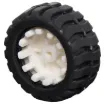 A white plastic wheel with rubber tyre for robotics projects. 
Suits micro N20 geared motors with 3&Oslash x 10Lmm shaft (such as J 0051/54).