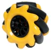 A plastic Mecanum wheel for robotics projects requiring omnidirectional movement.