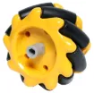 A plastic Mecanum wheel for robotics projects requiring omnidirectional movement.