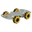 This aluminium chassis features mecanum wheels fitted to individual motors allowing omnidirectional movement of your own custom robot design. The aluminium base is pre-drilled with a variety of holes for mounting sensors and control boards. 
Size: 260L x 162Wmm.