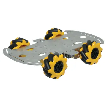 This aluminium chassis features mecanum wheels fitted to individual motors allowing omnidirectional movement of your own custom robot design. The aluminium base is pre-drilled with a variety of holes for mounting sensors and control boards. 
Size: 260L x 162Wmm.