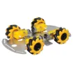 This aluminium chassis features mecanum wheels fitted to individual motors allowing omnidirectional movement of your own custom robot design. The aluminium base is pre-drilled with a variety of holes for mounting sensors and control boards. 
Size: 260L x 162Wmm.