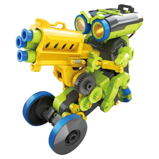 Beginner-friendly coding method which requires no computer/tablet/cellphone. You can build and rebuild the parts into 3 roles: Shooter, Doodler, and Sweeper.