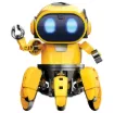 This kit contains the parts to build your new smart friend. Tobbie is an intelligent six legged robot which provides great interaction with children. The little robot offers wonderful lights and sound effects.