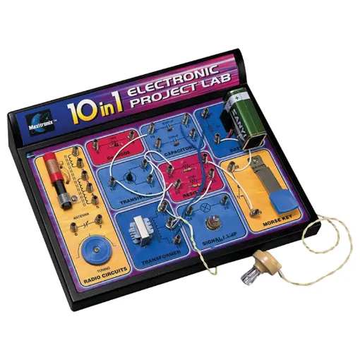These simple kits are a great introduction to the world of electronics. Basic principles are covered and assembly is completely solderless using a series of spring loaded terminals.