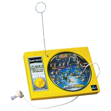 Build and learn with your own working AM-FM radio. Tunes into your favourite AM-FM radio stations. Receives band from 520-1650 KHz (AM) & 88-108 MHz (FM). Learn how radios work. Earphone included.