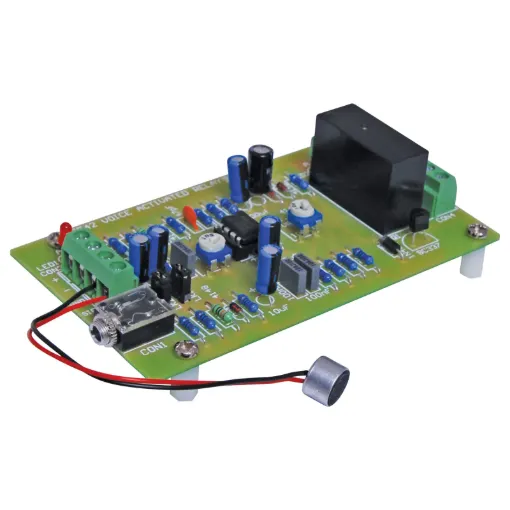 (SC July. '11) This versatile VOX circuit is triggered whenever a noise or sound is made causing a relay to close for a preset time. Requires a 12V DC power supply and a microphone. Reaction sensitivity and on tim