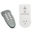 This remote control mains switch can be programmed to switch appliances on and off after a set period or to switch power on and off at set times.