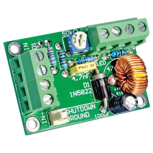 (SC Feb '12) This tiny regulator board outputs 1.2-20V from a higher voltage DC supply at currents up to 1.5A. It's small, efficient and cheap to build, with many handy features such as a very low drop-ou