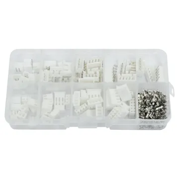 An assortment of straight boxed PCB connectors and matching plugs in 2, 3, 4 and 5 way varieties. Plus crimp pins to suit plug housings. 150pcs total.