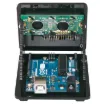 A cut down MegaBox which provides a backlit 16x2 LCD for simple readouts, plus room to customise the front panel with buttons or IR sensor. UNO (sold separately) fits neatly behind the screen and provides room for add-on shields as required.