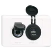 Includes a single weather resistant merit socket and a USB type 'A' charging socket. Ideal for caravans and RV's. 6.35mm spade rear connections.