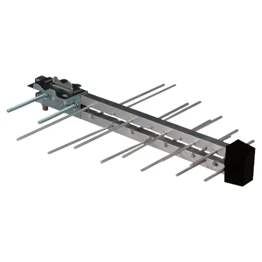A compact multi element UHF band 4/5 antenna for inner metro area use. Provides a maximum gain of 9dB. Fitted with F-Type connection for easy installation. Durable all metal design. 