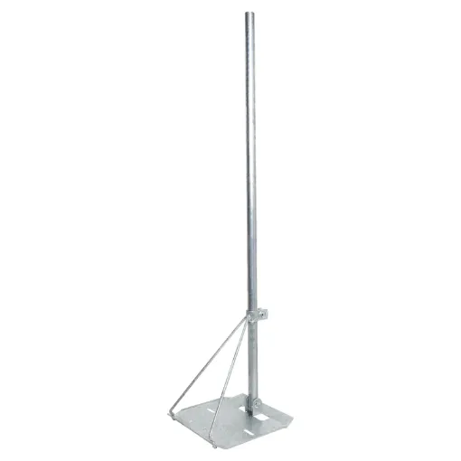For mounting to steel corrugated roof. Galvanised steel construction. 1.1m pole height. 25mm diameter pole.
