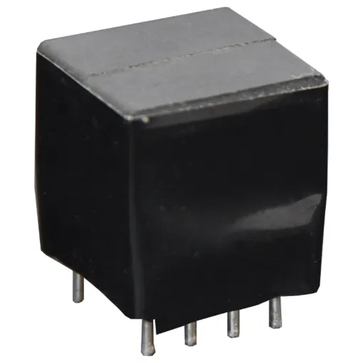 Impedance:	600 Ohm line, 600 Ohm equip.
Turns Ratio:	1:1
Max Level:	0dBm 
Insertion Loss:	1.4dB max @ 1kHz
Return Loss:	>16dB @ 300Hz - 3.5kHz
Proof Test:	3.0kV AC 1 minute
Dimension:	12L x 11H x 11W
Weight:	5 gms
PCB hole size: 0.7mm