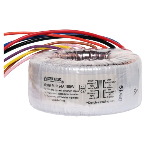 High power toroidal transformer for audio use. Input and output windings can be reversed.