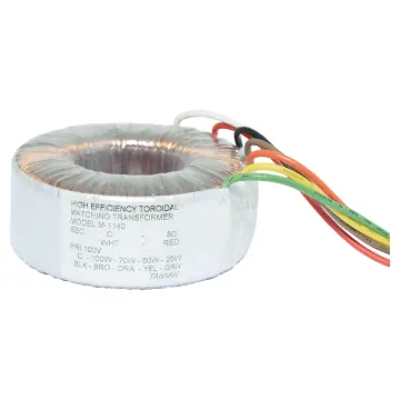 These high power, high efficiency toroidal transformers are designed for matching  8 ohm speakers to 100V line amplifier systems.