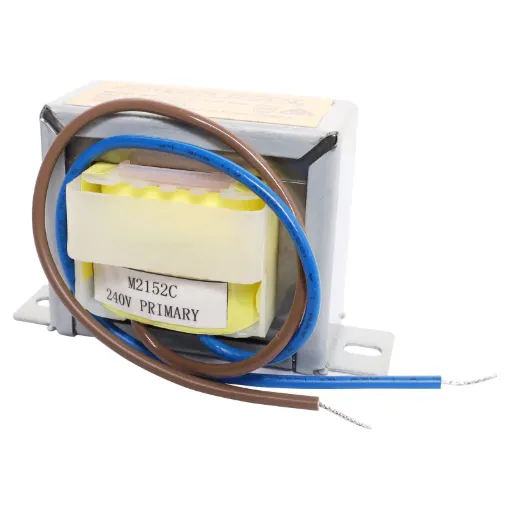 Powertran EI-Core 240V AC mains transformer with 1A centre tapped secondary configuration. 6.25V and 12.5V secondary voltages available at 1A current output. Primary and secondaries fitted with 200mm flyleads. Fully electrical authority approved for AS/NZS 61558.2.6.