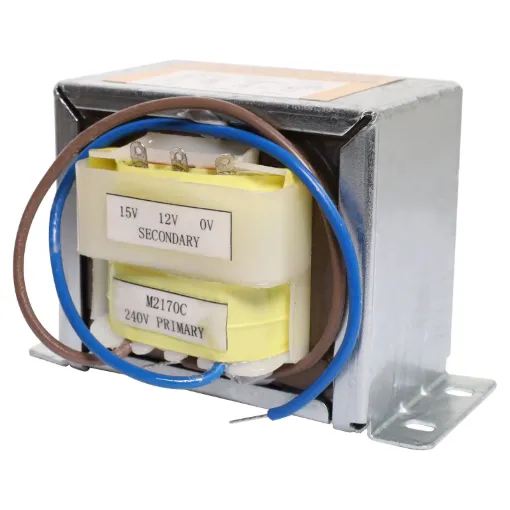 Powertran EI-Core 240V AC mains transformer with 6A dual multi tapped secondary configuration. Two sets of 0V, 12V and 15V secondaries are available at a maximum current of 6A (max current when secondaries connected in parallel) . Primary is fitted with 200mm flyleads. Secondary taps have solder tags. Fully electrical authority approved for AS/NZS