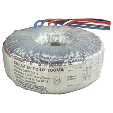 Efficient toroidal transformer with 45V secondaries. 160VA rated.