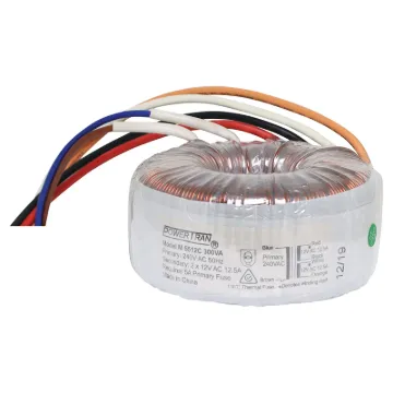 Efficient toroidal transformer with 12V secondaries. 300VA rated.