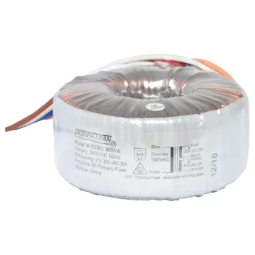Efficient toroidal transformer with 30V secondaries. 300VA rated.