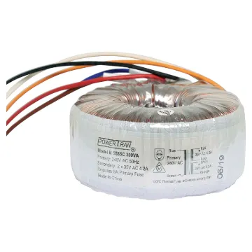 Efficient toroidal transformer with 35V secondaries. 300VA rated.