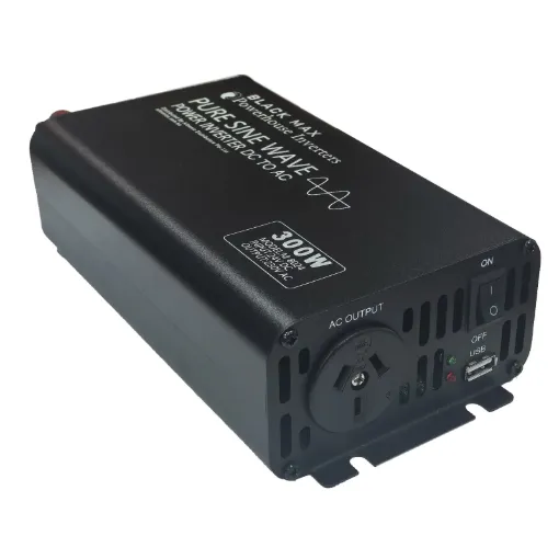 A compact 24V 300W inverter is designed to deliver pure AC output for powering difficult loads such as appliances with switchmode power supplies (computers, displays & game consoles) and voltage sensitive devices.