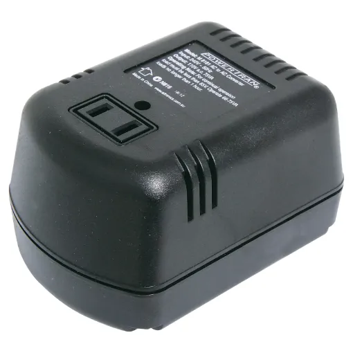 Converts 220V-240V to 110V for using US appliances on Australian mains voltages. Fitted with US mains socket.