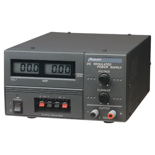 With an output of up to 30 Volts at 3 Amps, this compact bench power supply has been one of our most popular. Both output voltage and current are fully adjustable. In the case of an output short, the power supply goes into overload and shuts down.