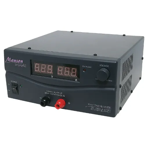 Boasting a massive 25A this power supply is ideal for testing 2 way radios, car stereos, high power RF transmitters, inverters and the like. The output voltage can either be fixed at 13.8V or fully variable from 3 - 15V via the front panel control.