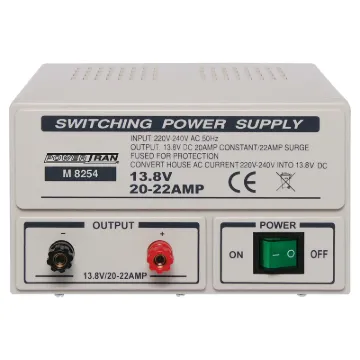 A fixed voltage output power supply designed for powering automotive, marine and comms equipment.