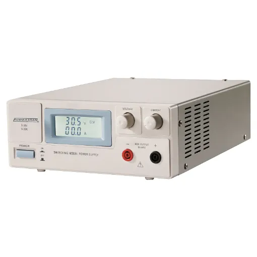 A compact, efficient bench top power supply for use in servicing, repair and design of electronics. The low noise switchmode design offers excellent regulation for low current requirements. Offers the flexibility of both wide adjustable voltage and current range. Size: 336W x 87H x 214Dmm. Weight: 2.9kg.