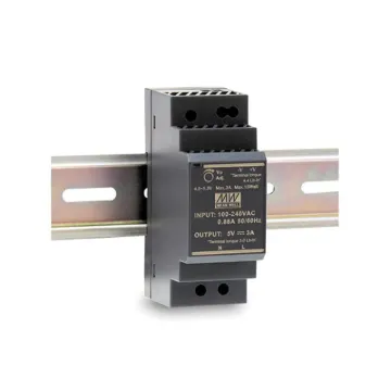 The Mean Well HDR-30-24 is a 36W DIN rail mountable power supply with an output voltage of 24V. Th ultra-slim design is ideal for lower current DC power applications in a standardised DIN rail housing to suit mounting to asymmetrical “G” or 35mm top hat type DIN rails. Each unit measures only 90mm high and is supplied in 35mm and 52.5mm widths.