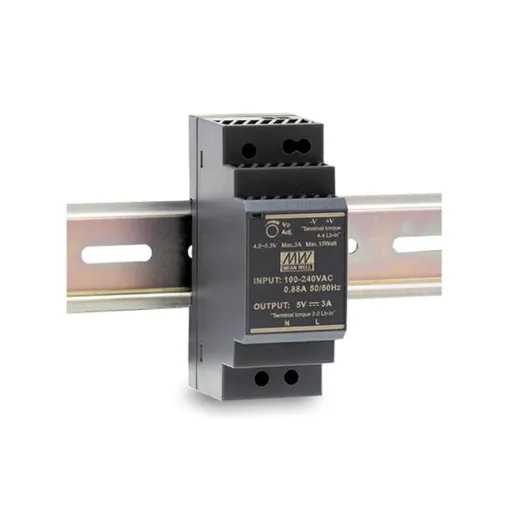 The Mean Well HDR-30-24 is a 36W DIN rail mountable power supply with an output voltage of 24V. Th ultra-slim design is ideal for lower current DC power applications in a standardised DIN rail housing to suit mounting to asymmetrical “G” or 35mm top hat type DIN rails. Each unit measures only 90mm high and is supplied in 35mm and 52.5mm widths.