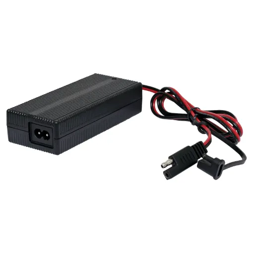 This compact charger is suitable for charging Lithium Iron Phosphate batteries (LiFePO4 type) from mains power.
