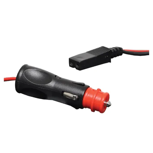 Car accessory plug to notched 2 pin thermoelectric cooler/warmer plug. Cable length: 1.8m.