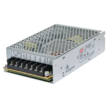 The Mean Well RS-100-5 has a rated output of 80W at 5V DC. This range of switchmode power supplies offer high efficiency DC power in a compact enclosure. They are designed to be installed within a secondary cabinet as the 240V input terminals are exposed.