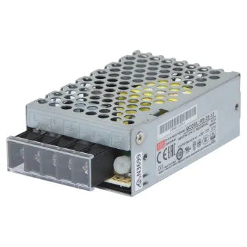 The Mean Well RS-25-12 has a rated output of 25W at 12V DC. This range of switchmode power supplies offer high efficiency DC power in a compact enclosure. They are designed to be installed within a secondary cabinet as the 240V input terminals are exposed.