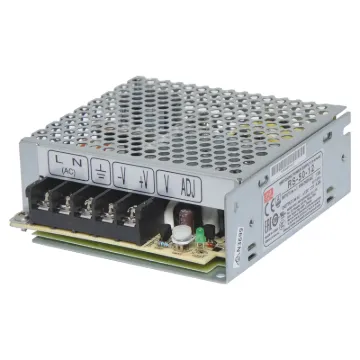 The Mean Well RS-50-12 has a rated output of 50W at 12V DC. This range of switchmode power supplies offer high efficiency DC power in a compact enclosure. They are designed to be installed within a secondary cabinet as the 240V input terminals are exposed.