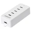 Ideal for the workbench, the office or even at home. This compact and portable 5 port USB C extension charger hub provides multiple ports for charging devices up to a total output of 100W.