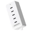 Ideal for the workbench, the office or even at home. This compact and portable 5 port USB C extension charger hub provides multiple ports for charging devices up to a total output of 100W.