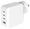 140W four output USB wall charger with 3 x USB power delivery charging up to 140W max (PD 3.1/PPS). Equipped with GaN charging chip.