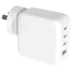 140W four output USB wall charger with 3 x USB power delivery charging up to 140W max (PD 3.1/PPS). Equipped with GaN charging chip.