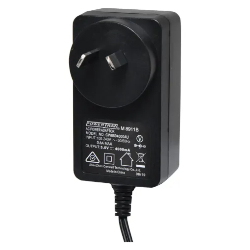 5V DC Switchmode Plugpack Supplied with fixed 2.1mm DC jack. Compact design with high current regulated output. Energy authority approved. MEPS approved.

5VDC @ 4A.
