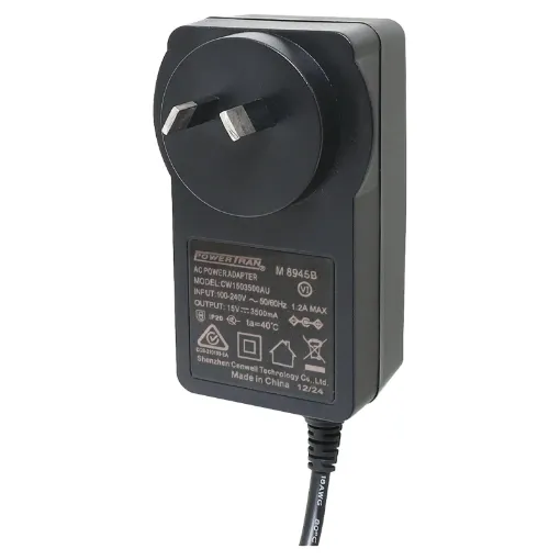 15V DC Switchmode Plugpack Supplied with fixed 2.1mm DC positive tip. Compact design with high current regulated output. Energy authority approved. MEPS approved.

15VDC @ 3.5A.
