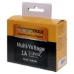 A slim line multi-voltage plug pack with the adjustment switch on the side of the unit that faces the wall when installed. This prevents accidental change of output voltage which may cause damage to a connected appliance.  2A max output.